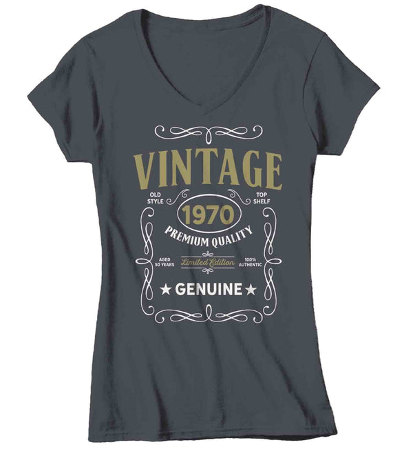 Women's V-Neck Vintage 1970 50th Birthday T-Shirt Classic Fifty Shirt Gift Idea 50th Birthday Shirts Vintage Tee Vintage Shirt-Shirts By Sarah