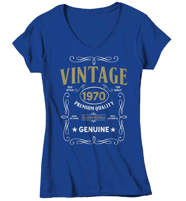 Women's V-Neck Vintage 1970 50th Birthday T-Shirt Classic Fifty Shirt Gift Idea 50th Birthday Shirts Vintage Tee Vintage Shirt-Shirts By Sarah
