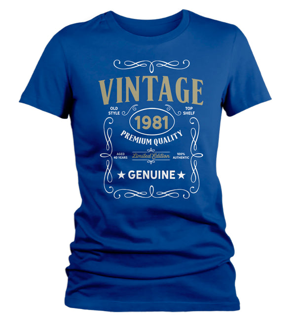 Women's Vintage 1981 40th Birthday T-Shirt Classic Forty Shirt Gift Idea 40th Birthday Shirts Vintage Tee Vintage Shirt Ladies-Shirts By Sarah