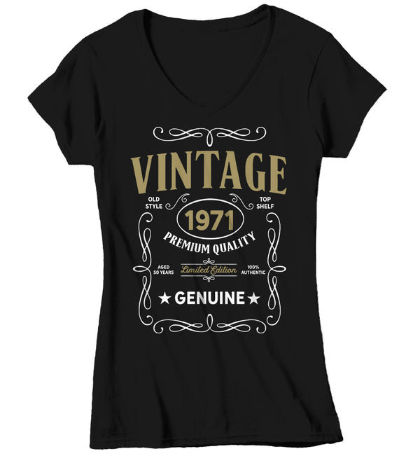 Women's V-Neck Vintage 1971 50th Birthday T-Shirt Classic Fifty Shirt Gift Idea 50th Birthday Shirts Vintage Tee Vintage Shirt Ladies-Shirts By Sarah