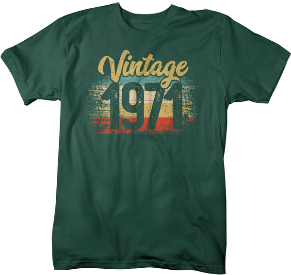 Men's Vintage 1971 Birthday T Shirt 50th Birthday Shirt Fifty Years Gift Grunge Bday Gift Men's Unisex Soft Tee-Shirts By Sarah
