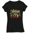 Women's V-Neck Vintage 1971 Birthday T Shirt 50th Birthday Shirt Fifty Years Gift Grunge Bday Gift Ladies V-Neck Woman