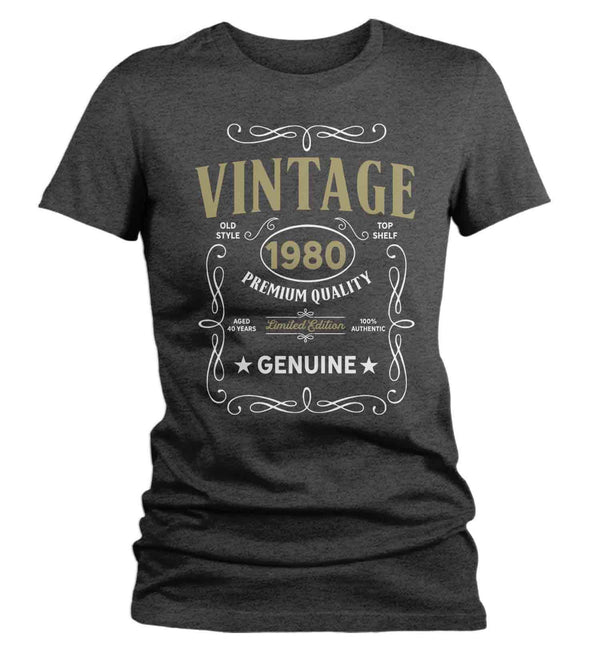 Women's Vintage 1980 40th Birthday T-Shirt Classic Forty Shirt Gift Idea 40th Birthday Shirts Vintage Tee Vintage Shirt-Shirts By Sarah