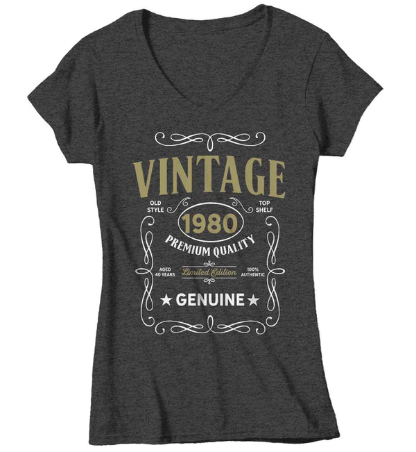 Women's V-Neck Vintage 1980 40th Birthday T-Shirt Classic Forty Shirt Gift Idea 40th Birthday Shirts Vintage Tee Vintage Shirt-Shirts By Sarah