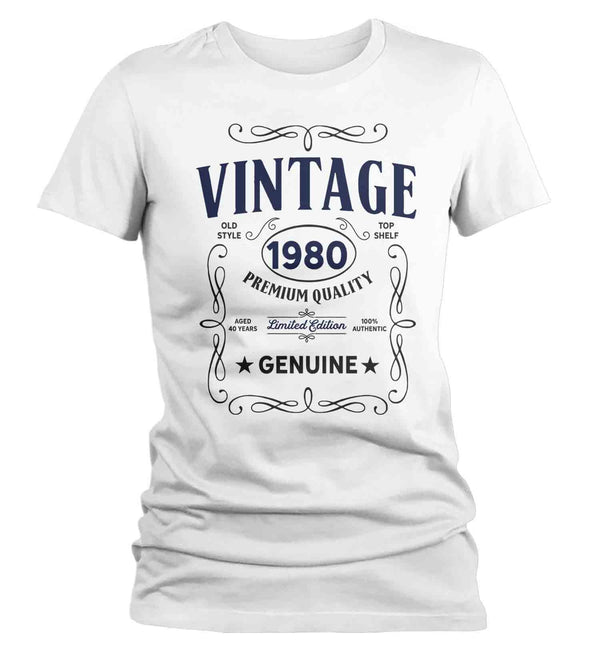 Women's Vintage 1980 40th Birthday T-Shirt Classic Forty Shirt Gift Idea 40th Birthday Shirts Vintage Tee Vintage Shirt-Shirts By Sarah