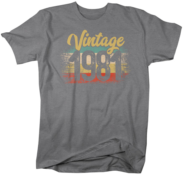 Men's Vintage 1981 Birthday T Shirt 40th Birthday Shirt Forty Years Gift Grunge Bday Gift Men's Unisex Soft Tee Fortieth Bday-Shirts By Sarah