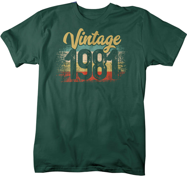 Men's Vintage 1981 Birthday T Shirt 40th Birthday Shirt Forty Years Gift Grunge Bday Gift Men's Unisex Soft Tee Fortieth Bday-Shirts By Sarah