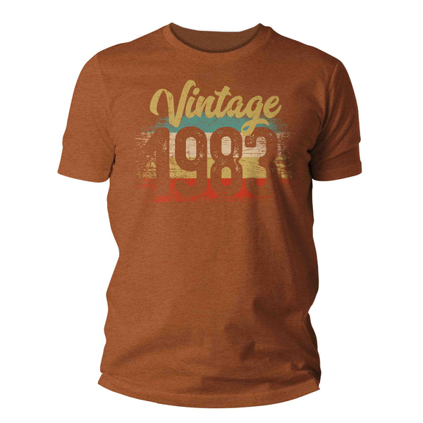 Men's Vintage 1983 Birthday T Shirt 40th Birthday Shirt Forty Years Gift Grunge Bday Gift Men's Unisex Soft Tee Fortieth Bday Unisex Man-Shirts By Sarah