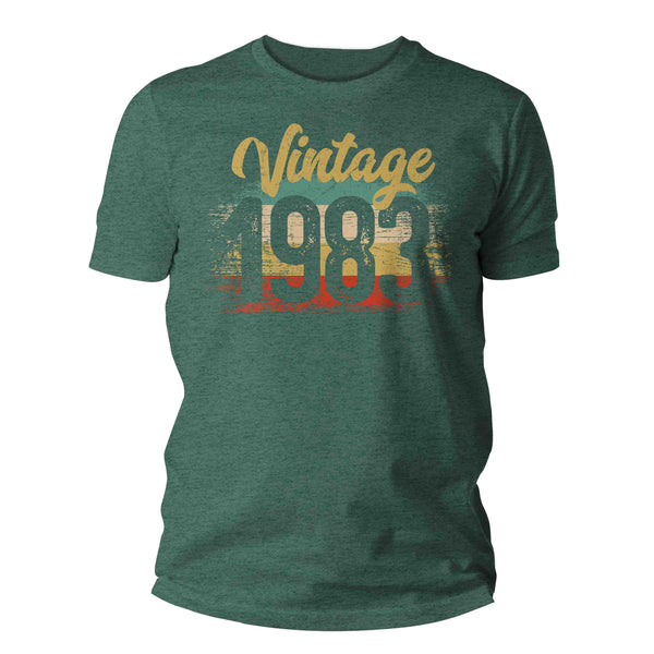 Men's Vintage 1983 Birthday T Shirt 40th Birthday Shirt Forty Years Gift Grunge Bday Gift Men's Unisex Soft Tee Fortieth Bday Unisex Man-Shirts By Sarah