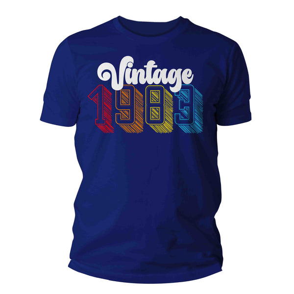 Men's Vintage 1983 Birthday Shirt 40th Birthday Party Tee Sketch Font Forty BDay Celebrate TShirt Fortieth Graphic Retro Tee Unisex-Shirts By Sarah