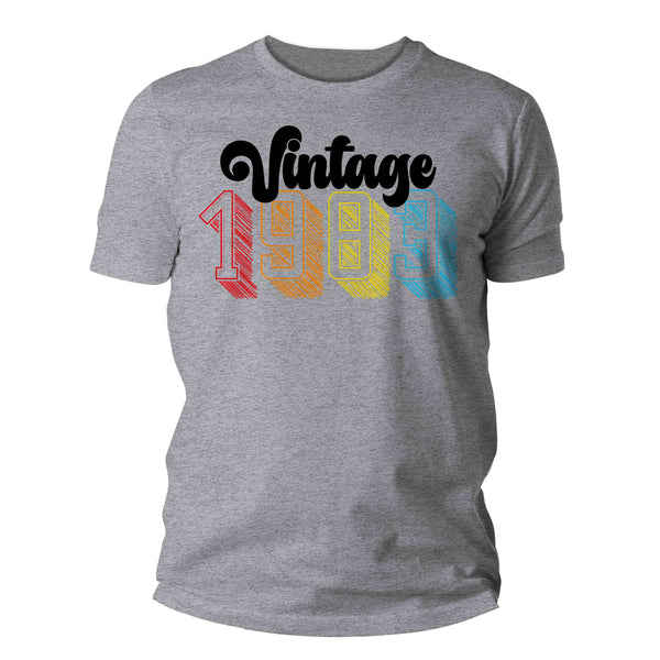 Men's Vintage 1983 Birthday Shirt 40th Birthday Party Tee Sketch Font Forty BDay Celebrate TShirt Fortieth Graphic Retro Tee Unisex-Shirts By Sarah
