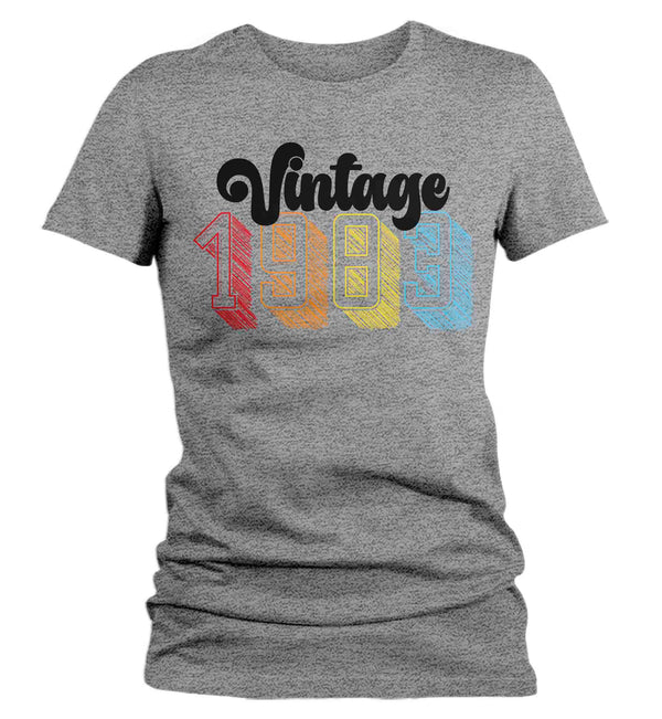 Women's Vintage 1983 Birthday Shirt 40th Birthday Party Tee Sketch Font Forty BDay Celebrate TShirt Fortieth Graphic Retro Tee Ladies-Shirts By Sarah