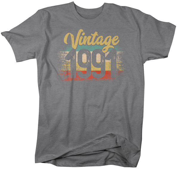 Men's Vintage 1991 Birthday T Shirt 30th Birthday Shirt Thirty Years Gift Grunge Bday Gift Men's Unisex Soft Tee Thirtieth Bday-Shirts By Sarah