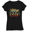 Women's V-Neck Vintage 1991 Birthday T Shirt 30th Birthday Shirt Thirty Years Gift Grunge Bday Gift Ladies V-Neck Soft Tee Thirtieth Bday