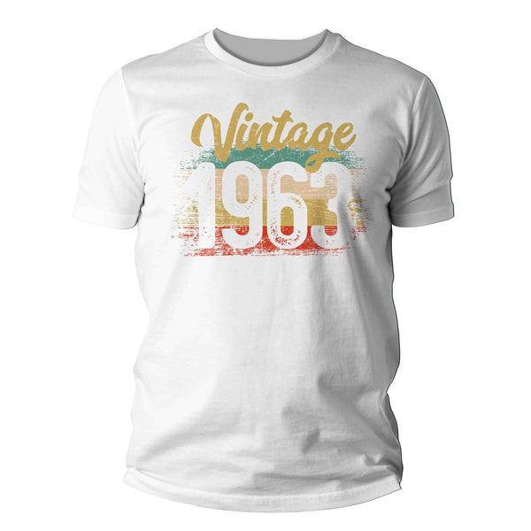 Men's Vintage 1963 Birthday T Shirt 60th Birthday Shirt Sixty Years Gift Grunge Bday Gift Men's Unisex Soft Tee Sixtieth Bday Unisex Man-Shirts By Sarah