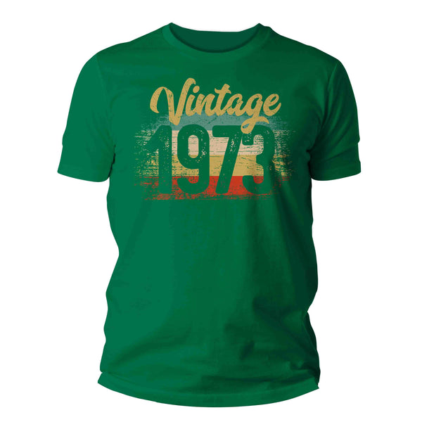 Men's Vintage 1973 Birthday T Shirt 50th Birthday Shirt Fifty Years Gift Grunge Bday Gift Men's Unisex Soft Tee Fiftieth Bday Unisex Man-Shirts By Sarah