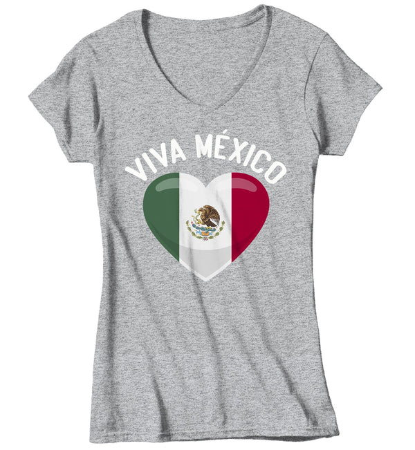 Women's Viva Mexico T Shirt Cinco De Mayo Shirts Mexican Flag Heart Graphic Tee Mexican Pride Tshirt-Shirts By Sarah