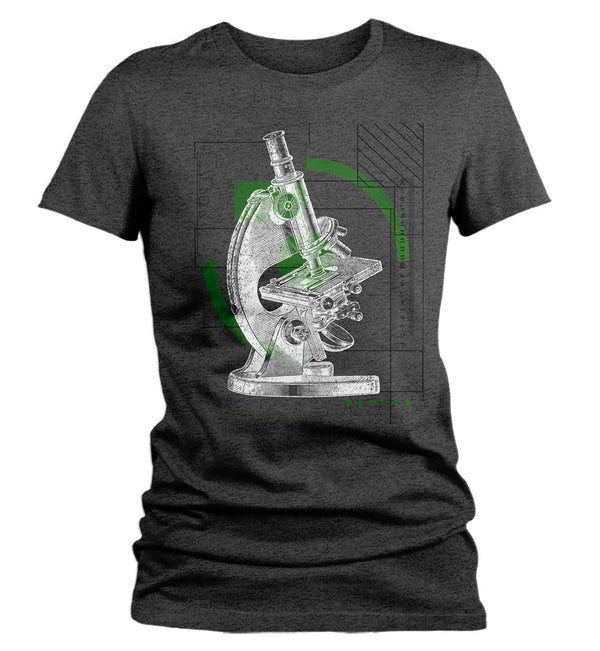 Women's Geek Shirt Scientist Gift Microscope Biologist Nerd Sketch Illustration Chemistry Chemist Biology T-Shirt Tee Ladies-Shirts By Sarah