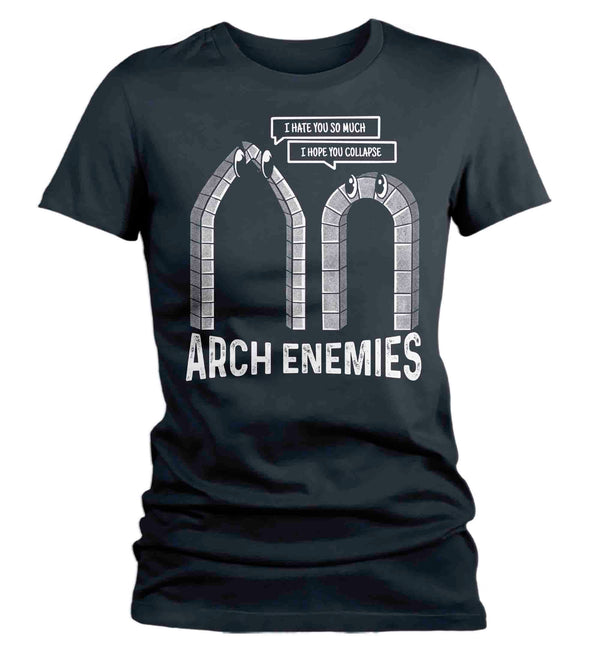 Women's Funny Architect Shirt Pun T-Shirt Play On Words Arch Enemies Funny Engineer Humor Gift Tee Graphic Vintage T Shirt Ladies-Shirts By Sarah