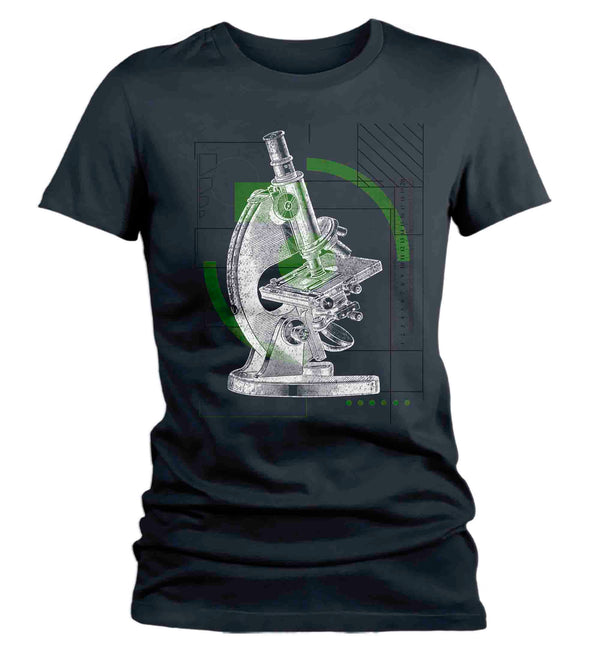 Women's Geek Shirt Scientist Gift Microscope Biologist Nerd Sketch Illustration Chemistry Chemist Biology T-Shirt Tee Ladies-Shirts By Sarah