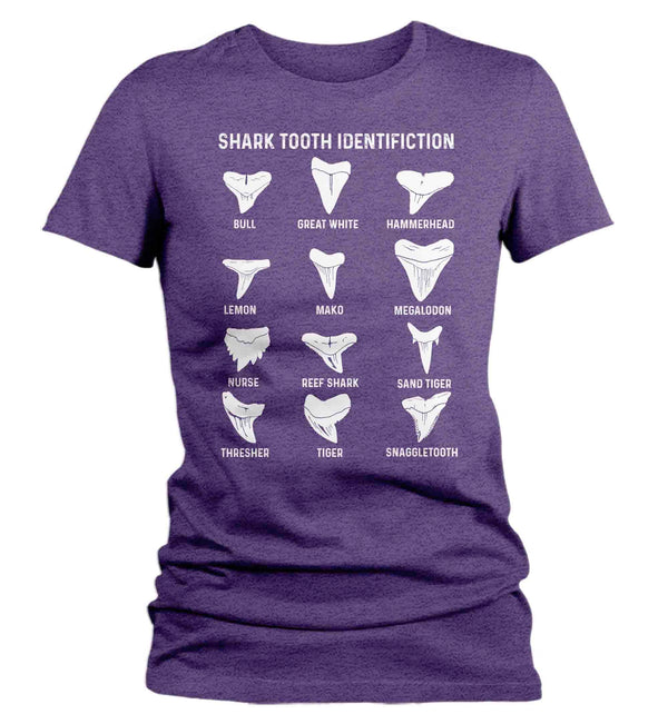 Women's Shark Tooth Shirt Teeth Identification Fossil Shark Shirt Gift T-Shirt Ocean Marine Biology Fish Scientist Tee Ladies-Shirts By Sarah