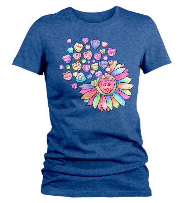 Women's Cute Valentine's Day Shirt Grunge Sunflower Shirt Flower Love T Shirt Pastel Valentine Shirt Pretty Valentines Tee Ladies Woman-Shirts By Sarah
