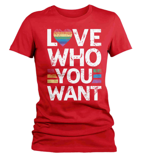 Women's Pride Ally Shirt LGBTQ T Shirt Support Love Who You Want Don't Hate Shirts LGBT Shirts Gay Trans Support Tee Ladies-Shirts By Sarah