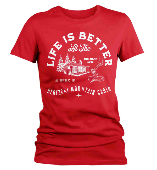 Women's Personalized Cabin T Shirt Life Is Better At Cabin Shirts Wood Forest Mountain Custom Camp Shirt Hunting Camping T Shirts-Shirts By Sarah