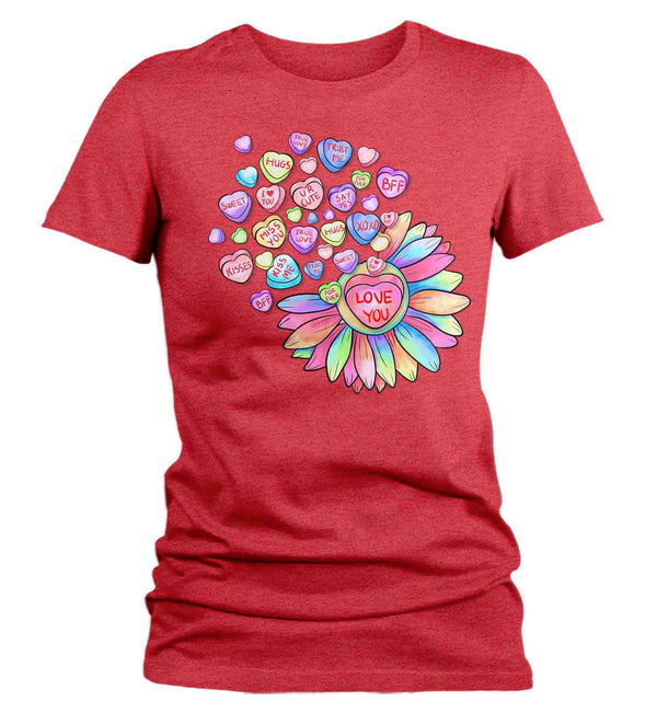 Women's Cute Valentine's Day Shirt Grunge Sunflower Shirt Flower Love T Shirt Pastel Valentine Shirt Pretty Valentines Tee Ladies Woman-Shirts By Sarah