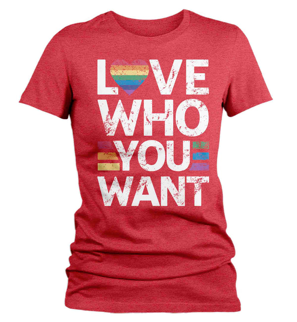 Women's Pride Ally Shirt LGBTQ T Shirt Support Love Who You Want Don't Hate Shirts LGBT Shirts Gay Trans Support Tee Ladies-Shirts By Sarah
