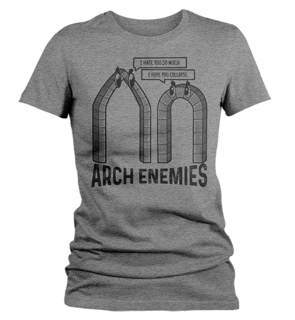 Women's Funny Architect Shirt Pun T-Shirt Play On Words Arch Enemies Funny Engineer Humor Gift Tee Graphic Vintage T Shirt Ladies-Shirts By Sarah