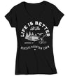 Women's V-Neck Personalized Cabin T Shirt Life Is Better At Cabin Shirts Wood Forest Mountain Custom Camp Shirt Hunting Camping T Shirts