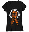 Women's V-Neck Multiple Sclerosis Shirt MS Awareness T Shirt Orange Ribbon Butterflies Hope Tshirt Graphic Tee Streetwear Ladies