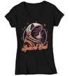 Women's V-Neck Funny Cat Astronaut Shirt Spaced Out Kitty T Shirt Hipster Space Astronomy Gift Feline Humor Graphic Streetwear Tee Ladies