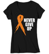 Women's Vintage Orange Ribbon Shirt Never Give Up Awareness T Shirt Multiple Sclerosis Leukemia RSD Cancer Tee Streetwear Ladies