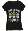 Women's V-Neck Funny Shenanigans Squad Shirt St. Patrick's Day T Shirt Sugar Skull Grunge Tshirt Graphic Tee Streetwear Ladies