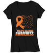 Women's V-Neck Multiple Sclerosis Shirt MS Awareness T Shirt Orange Ribbon Feather Birds Hope Tshirt Graphic Tee Streetwear Ladies Woman