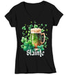 Women's V-Neck Slainte St. Patrick's Day Shirt Green Beer Clover Cheers Health Sláinte T Shirt Irish Saying Tshirt Graphic Tee Streetwear Ladies