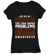 Women's V-Neck Multiple Sclerosis Shirt MS Awareness T Shirt Orange Ribbon Get Off My Nerves Funny Problems Tshirt Graphic Tee Streetwear Ladies
