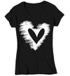 Women's V-Neck Cute Valentine's Day Shirt Sketch Heart Shirt Sketchy Love T Shirt Scribble Love Theme Valentine Shirt Valentine's Tee Ladies