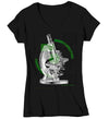 Women's V-Neck Geek Shirt Scientist Gift Microscope Biologist Nerd Sketch Illustration Chemistry Chemist Biology T-Shirt Tee Ladies