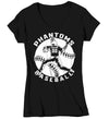 Women's V-Neck Personalized Baseball Player Shirt Pitcher T Shirt Custom Baseball Graphic Mom Aunt Grandma Tee Ladies Woman