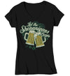 Women's V-Neck Funny Shenanigans Shirt St. Patrick's Day T Shirt Begin Beer Mugs Cheers Party Tshirt Graphic Tee Streetwear Ladies