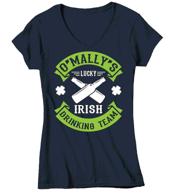 Women's V-Neck Personalized Irish Drinking Team T-Shirt St. Patrick's Day Tee Beer Party Custom Ireland Ladies Woman-Shirts By Sarah