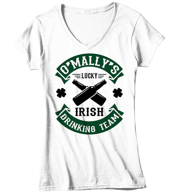 Women's V-Neck Personalized Irish Drinking Team T-Shirt St. Patrick's Day Tee Beer Party Custom Ireland Ladies Woman-Shirts By Sarah