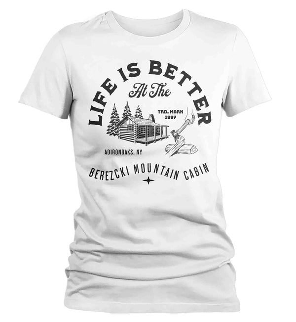 Women's Personalized Cabin T Shirt Life Is Better At Cabin Shirts Wood Forest Mountain Custom Camp Shirt Hunting Camping T Shirts-Shirts By Sarah