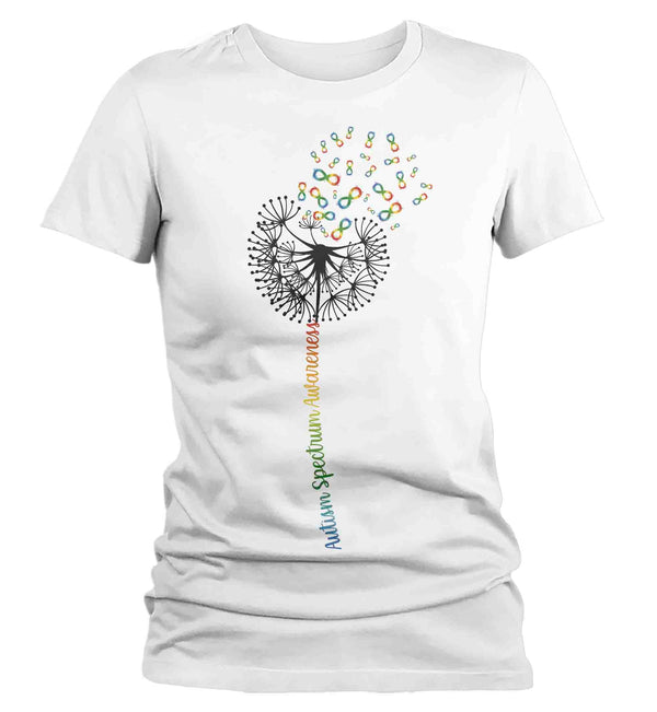Women's Autism Shirt ASD Dandelion Spectrum Support T Shirt Vintage Infinity Rainbow Gift Graphic Tee Awareness Autistic Ladies-Shirts By Sarah
