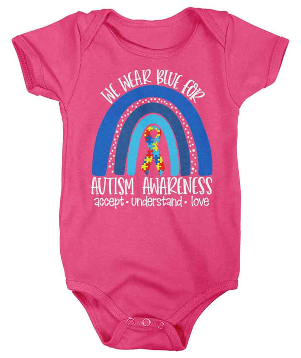 Baby Autism Shirt We We Wear Blue Creeper Autism Tee Accept Love Rainbow Bodysuit Support Autism Awareness Shirt Infant-Shirts By Sarah