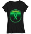Women's V-Neck Mental Health Awareness T Shirt Green Shirt I Wear Green Tee Don't Understand TShirt Brain Gift Ladies Woman Anxiety Depression