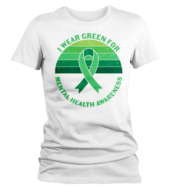 Women's Mental Health Awareness T Shirt Green Shirt I Wear Green Tee Don't Understand TShirt Brain Gift Ladies Woman Anxiety Depression-Shirts By Sarah
